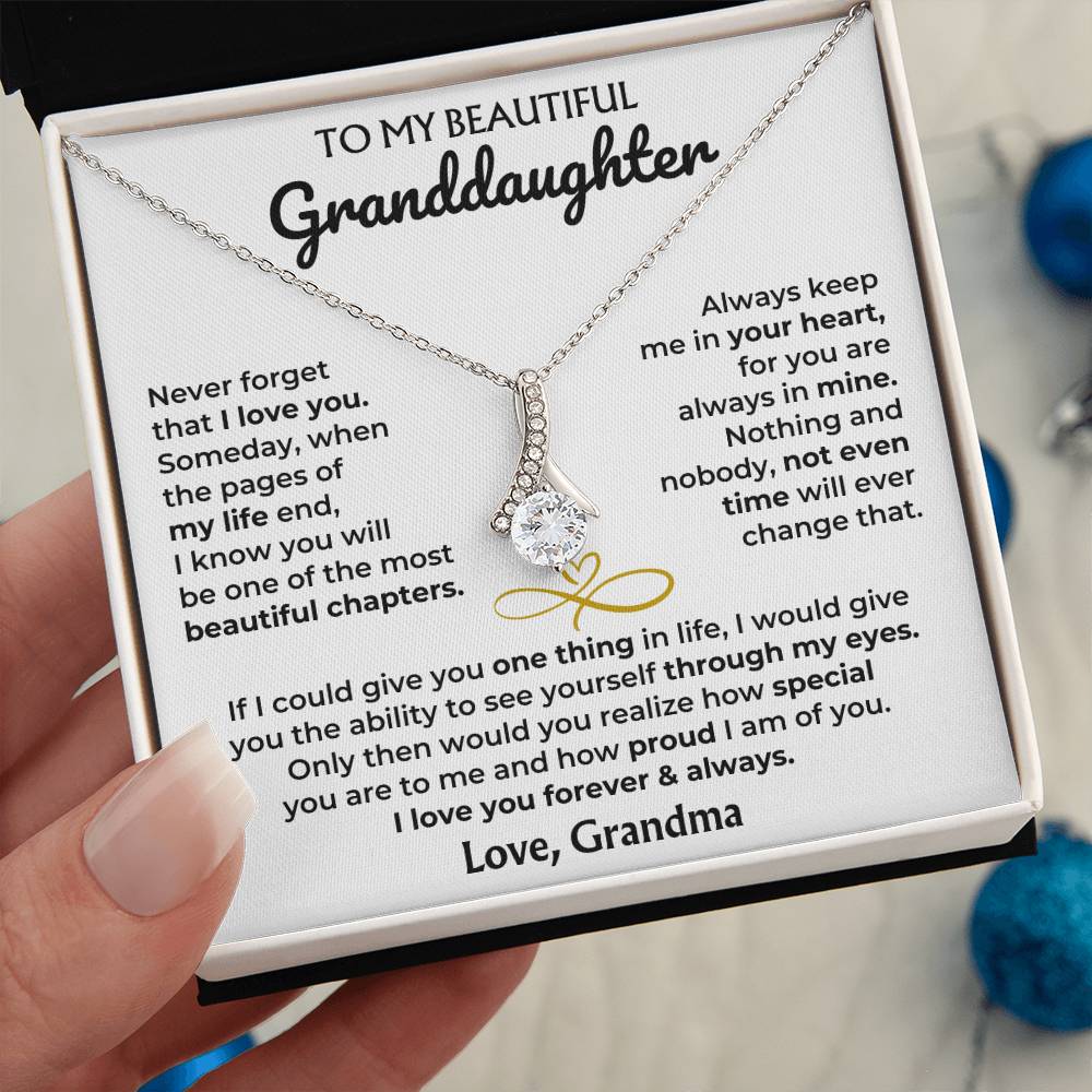 Alluring Beauty Necklace with 'To My Granddaughter' Message - Heartfelt Gift for Granddaughter