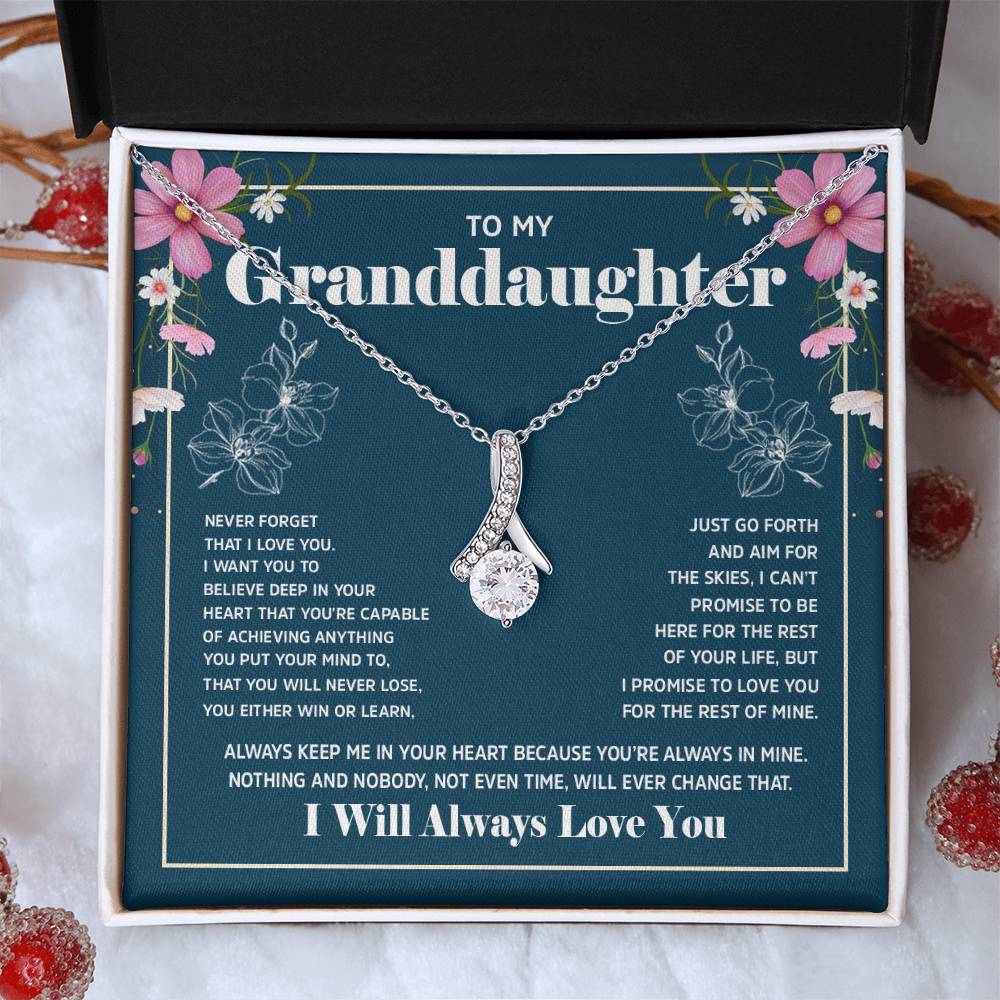 Alluring Beauty Necklace with 'To My Granddaughter' Message - Perfect Christmas Gift