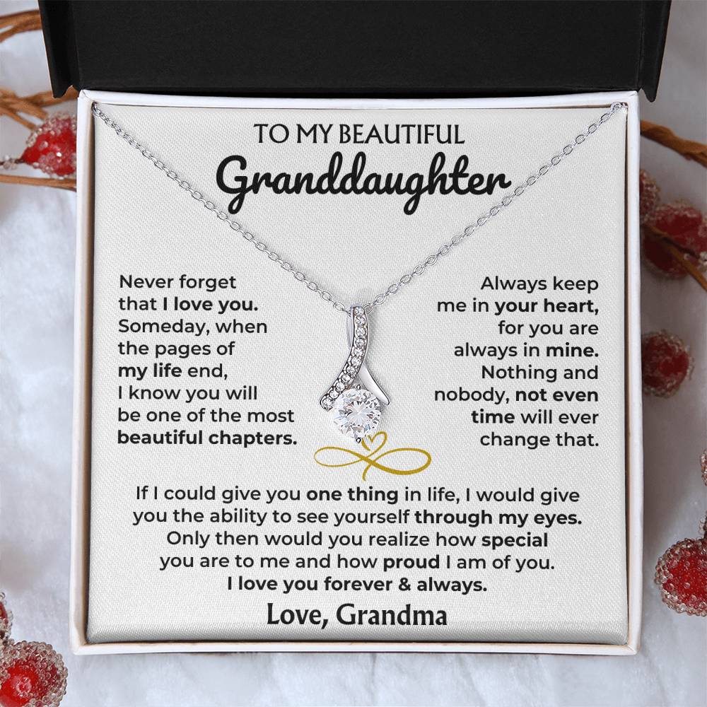 Alluring Beauty Necklace with 'To My Granddaughter' Message - Heartfelt Gift for Granddaughter