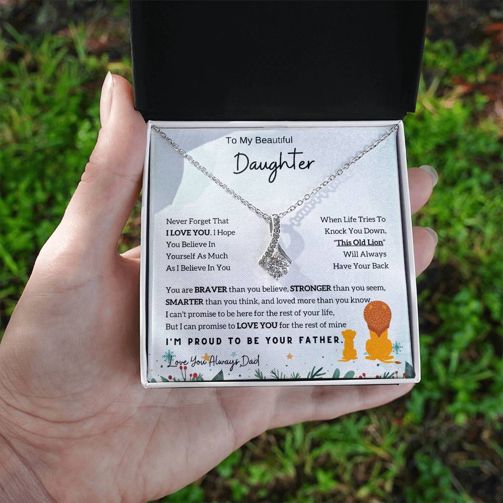 To My Daughter Alluring Beauty necklace - From Dad - Lion  Christmas Gift idea for Daughter