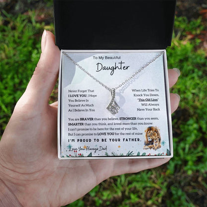 To My Daughter Alluring Beauty necklace - From Dad - Lion  Christmas Gift idea