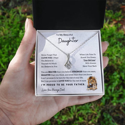 To My Daughter Alluring Beauty necklace - From Dad - Lion  Christmas Gift idea for Daughter