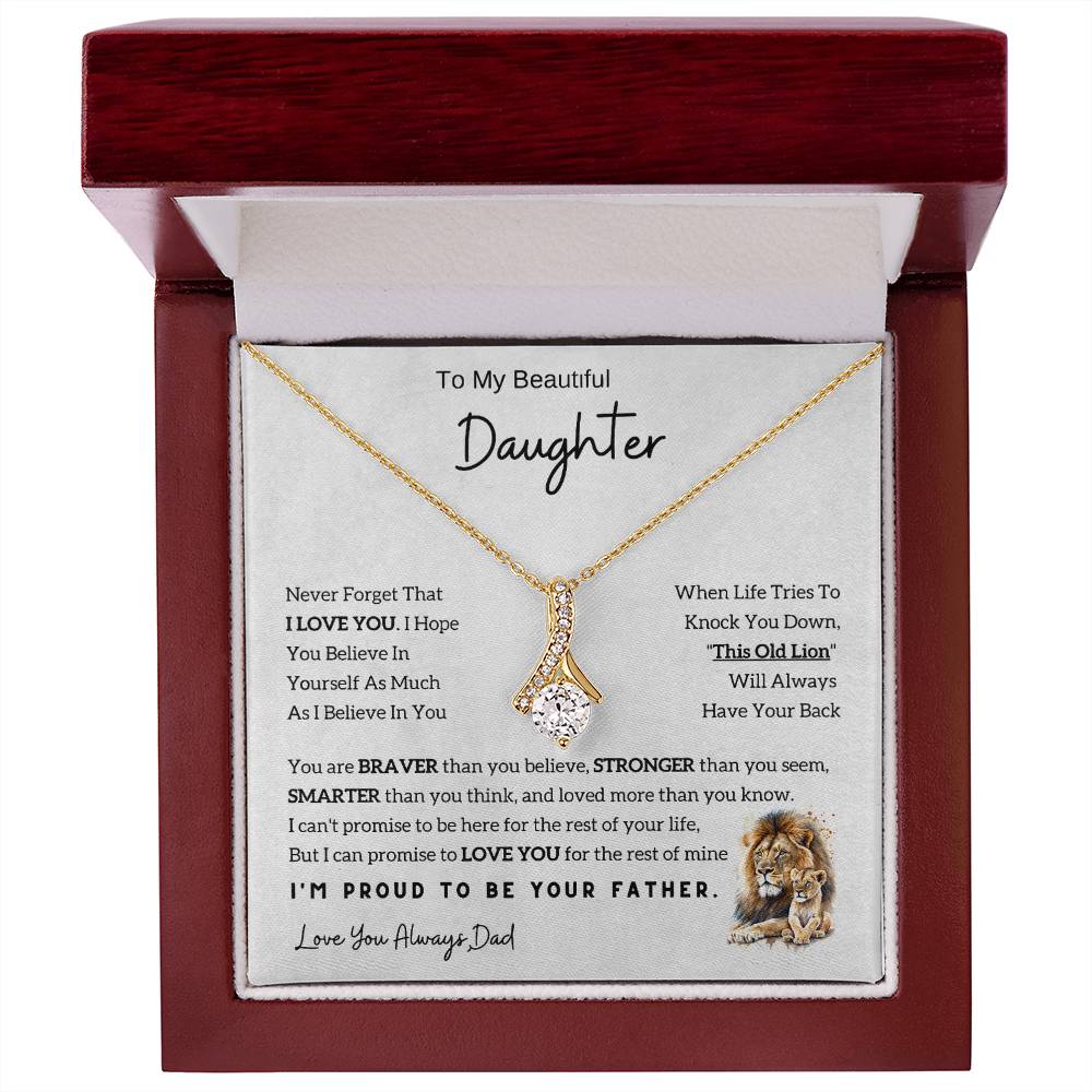 To My Daughter Alluring Beauty necklace - From Dad - Lion  Christmas Gift idea for Daughter