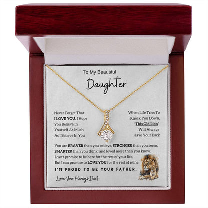 To My Daughter Alluring Beauty necklace - From Dad - Lion  Christmas Gift idea for Daughter