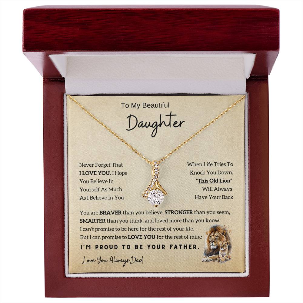 To My Daughter Alluring Beauty Necklace From Dad - Lion - Gift Idea For Daughter