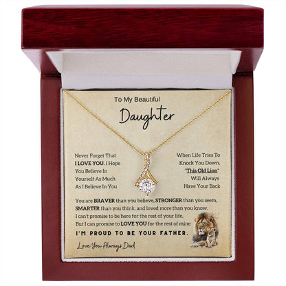 To My Daughter Alluring Beauty Necklace From Dad - Lion - Gift Idea For Daughter