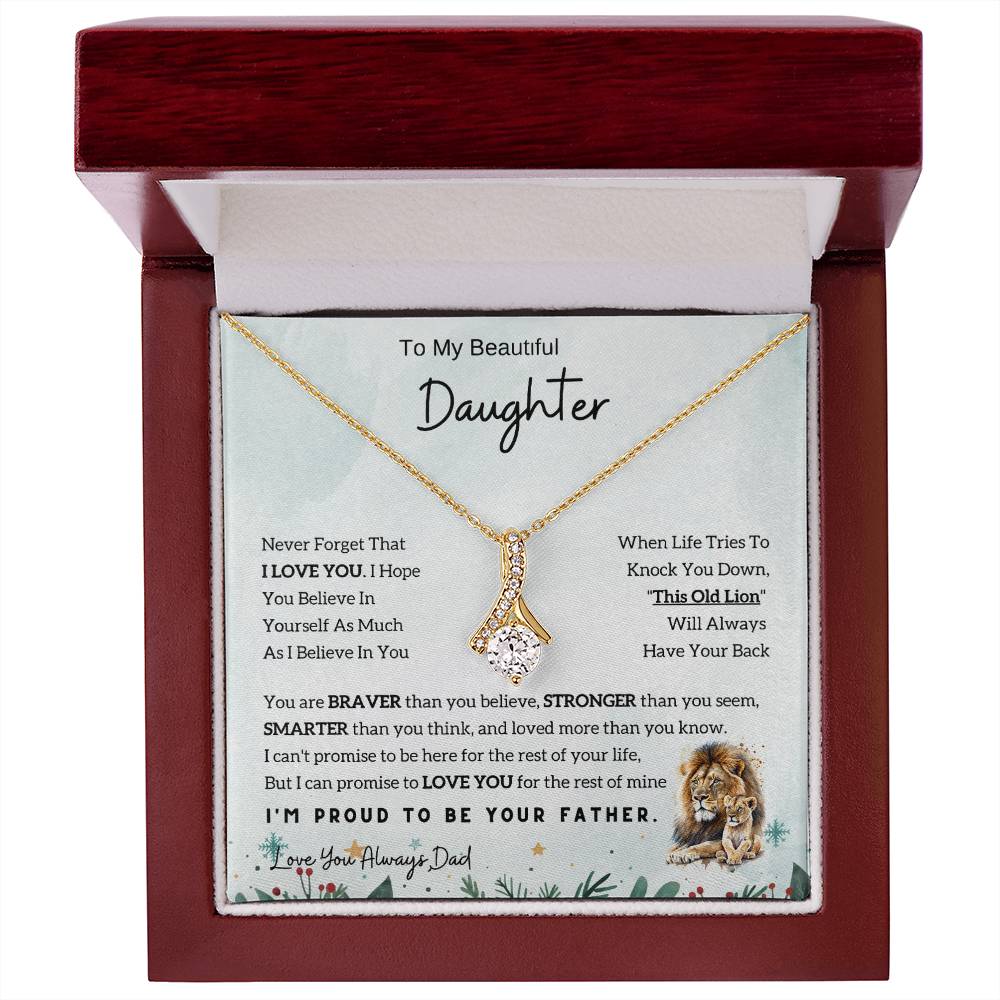 To My Daughter Alluring Beauty necklace - From Dad - Lion  Christmas Gift idea