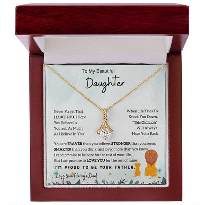 To My Daughter Alluring Beauty necklace - From Dad - Lion  Christmas Gift idea for Daughter