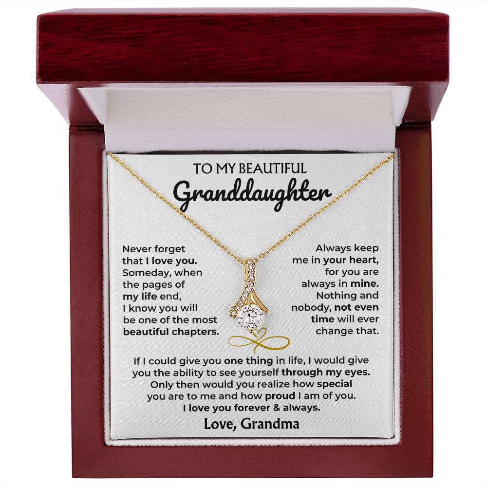 Alluring Beauty Necklace with 'To My Granddaughter' Message - Heartfelt Gift for Granddaughter