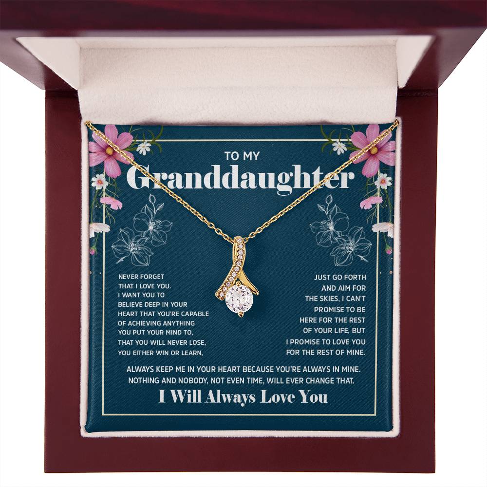 Alluring Beauty Necklace with 'To My Granddaughter' Message - Perfect Christmas Gift