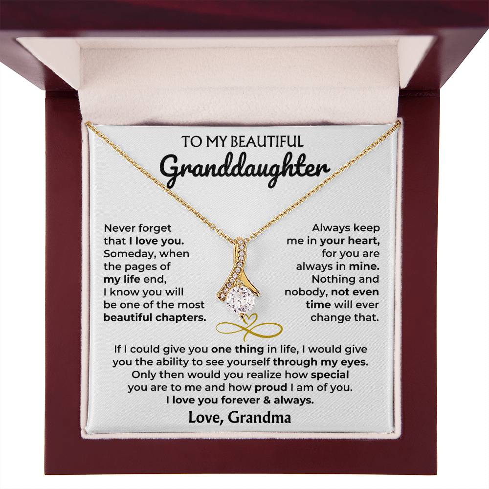 Alluring Beauty Necklace with 'To My Granddaughter' Message - Heartfelt Gift for Granddaughter