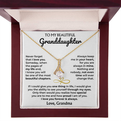 Alluring Beauty Necklace with 'To My Granddaughter' Message - Heartfelt Gift for Granddaughter