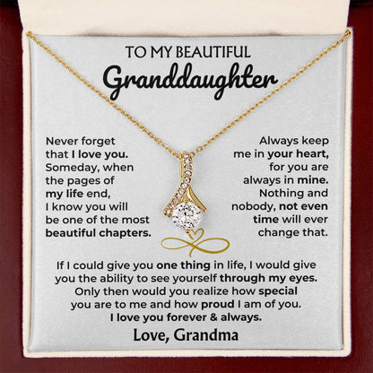 Alluring Beauty Necklace with 'To My Granddaughter' Message - Heartfelt Gift for Granddaughter