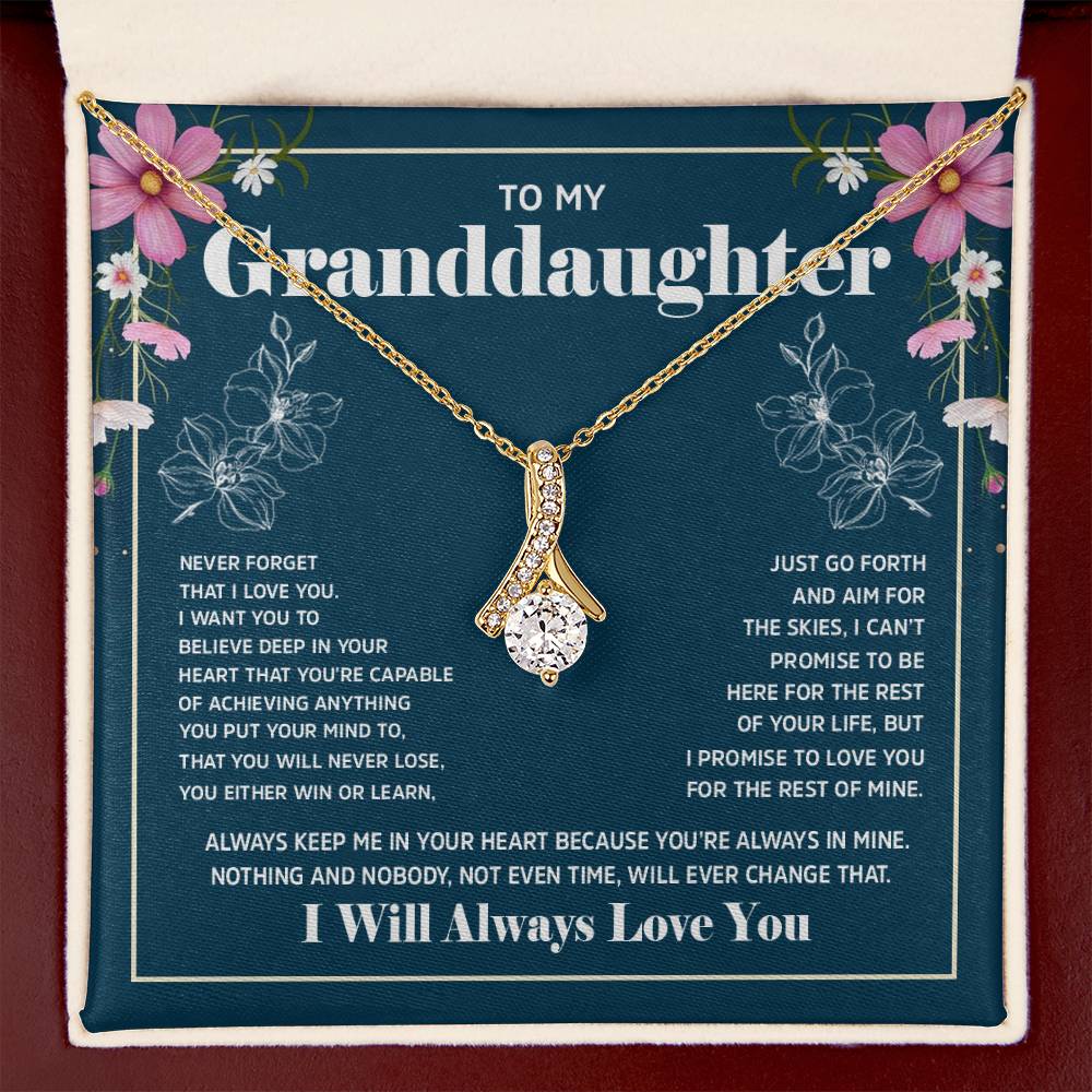 Alluring Beauty Necklace with 'To My Granddaughter' Message - Perfect Christmas Gift