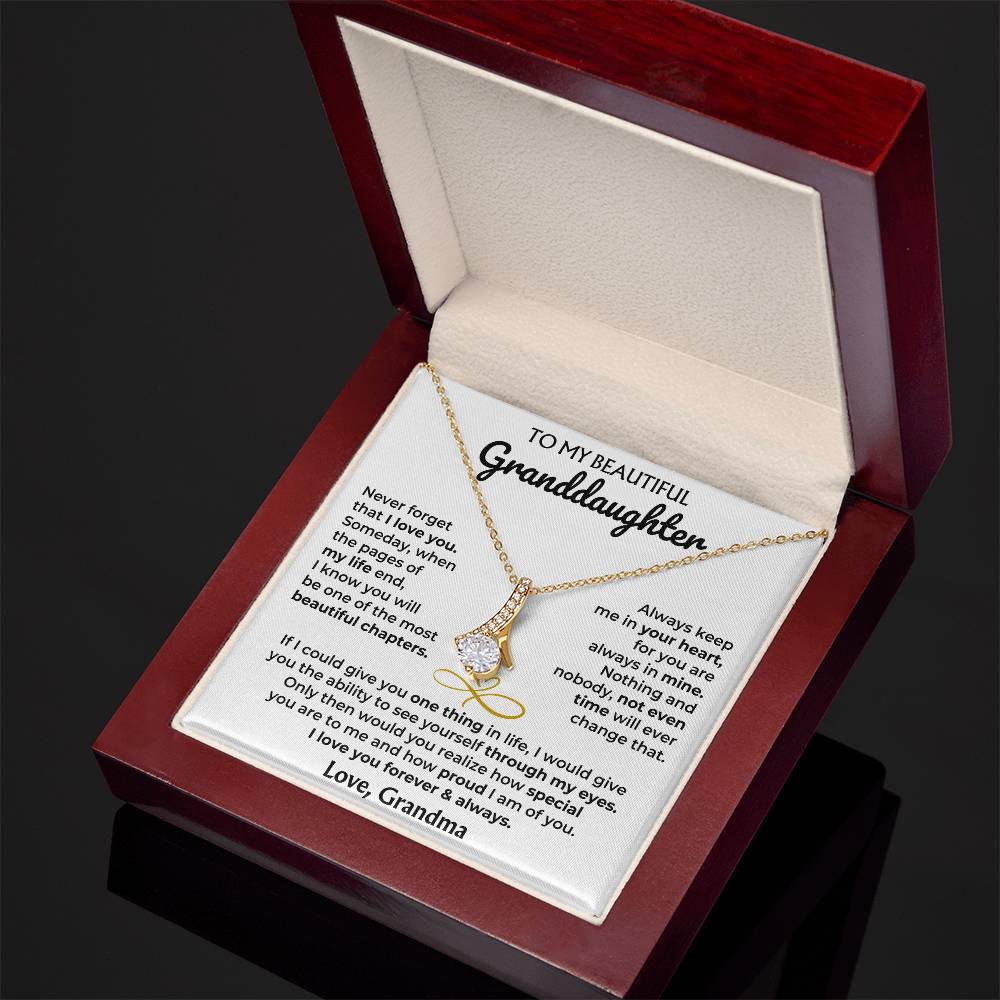 Alluring Beauty Necklace with 'To My Granddaughter' Message - Heartfelt Gift for Granddaughter