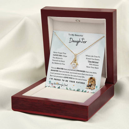 To My Daughter Alluring Beauty necklace - From Dad - Lion  Christmas Gift idea