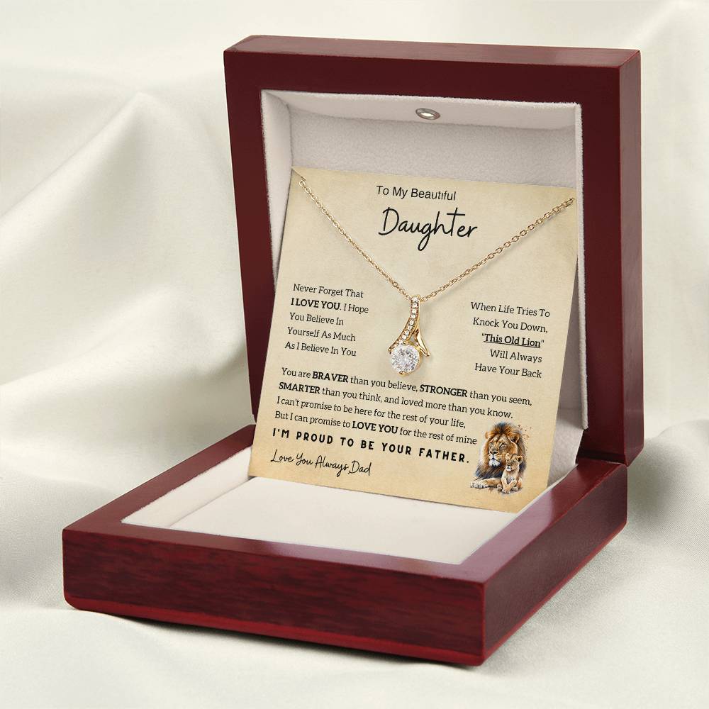 To My Daughter Alluring Beauty Necklace From Dad - Lion - Gift Idea For Daughter