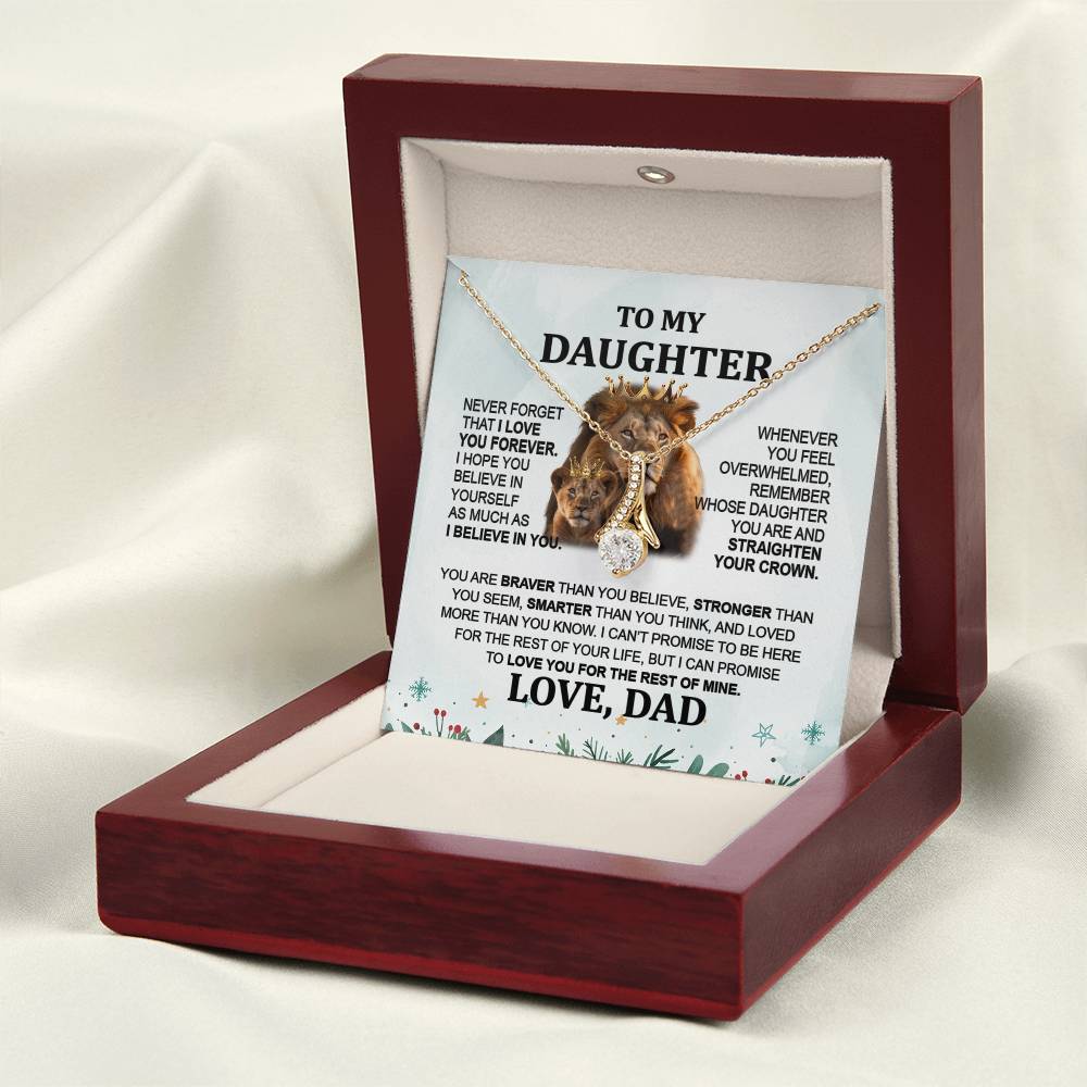 Lion Gift for Daughter - To My Daughter Alluring Beauty necklace - From Dad