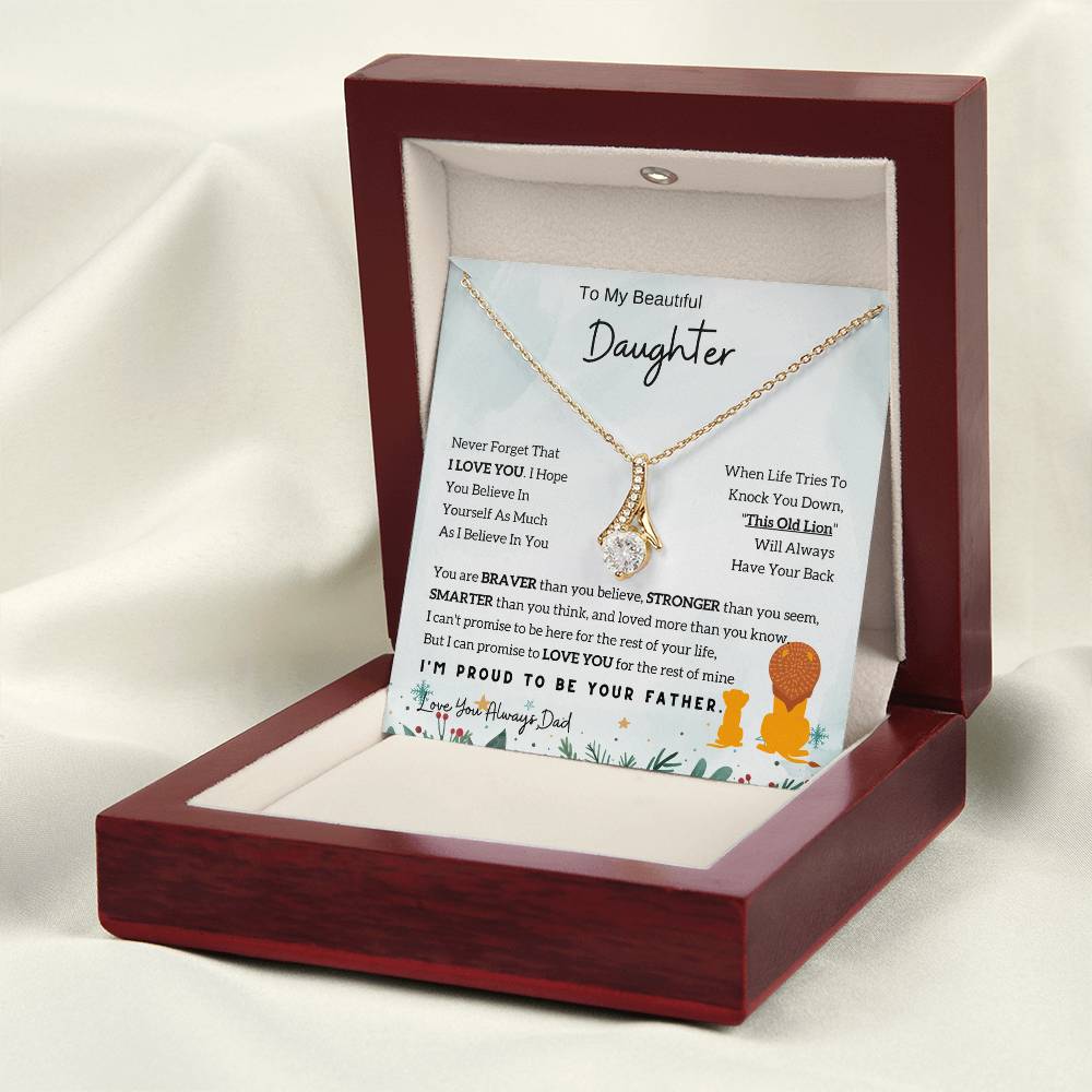 To My Daughter Alluring Beauty necklace - From Dad - Lion  Christmas Gift idea for Daughter