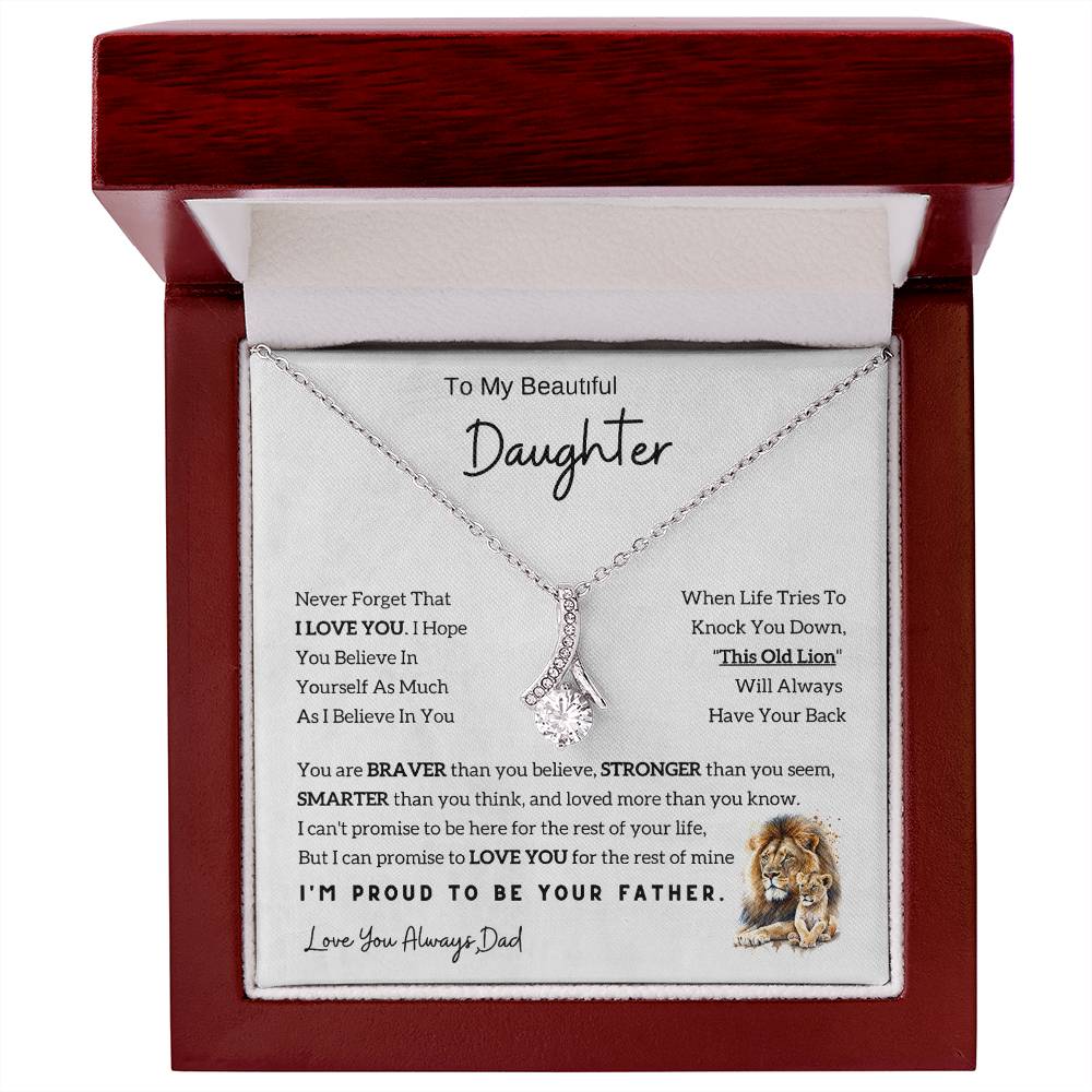 To My Daughter Alluring Beauty necklace - From Dad - Lion  Christmas Gift idea for Daughter