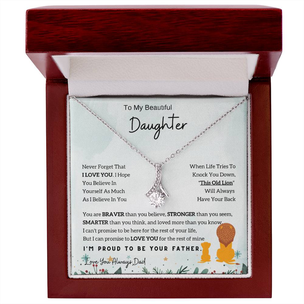 To My Daughter Alluring Beauty necklace - From Dad - Lion  Christmas Gift idea for Daughter