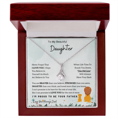 To My Daughter Alluring Beauty necklace - From Dad - Lion  Christmas Gift idea for Daughter