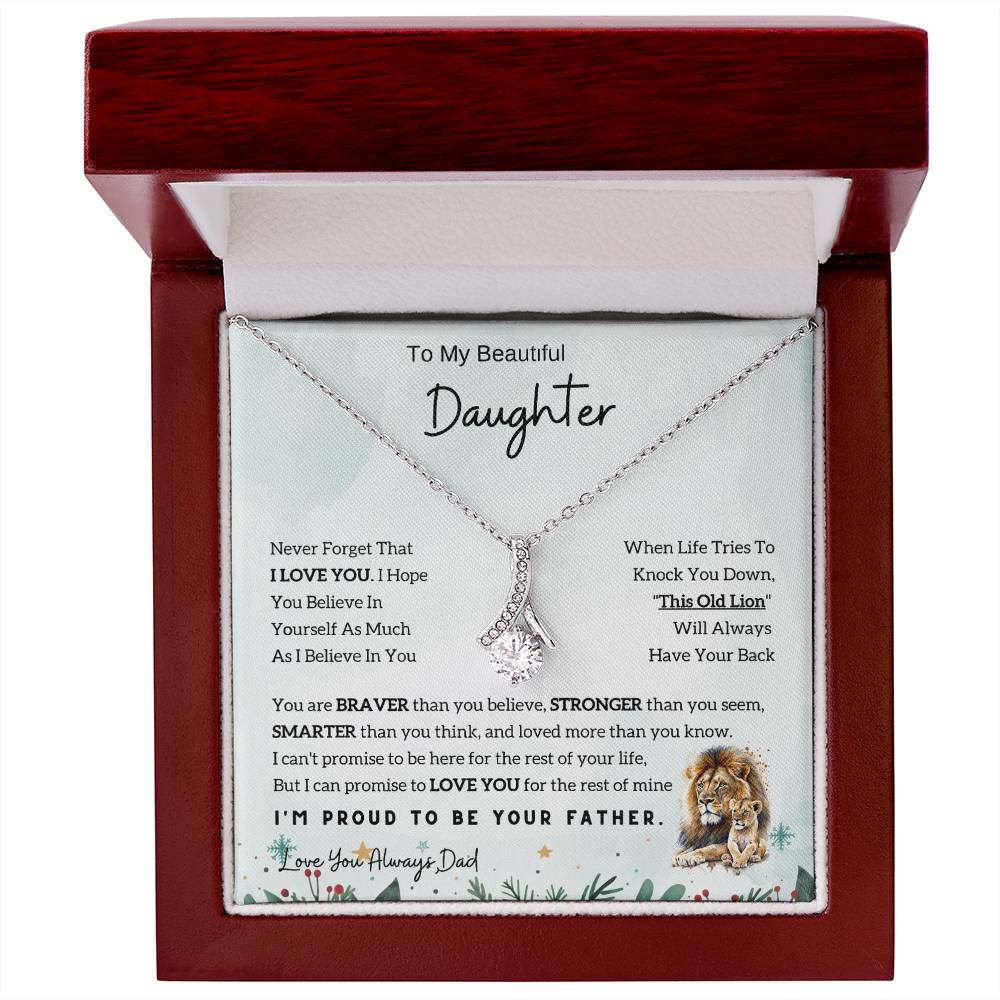 To My Daughter Alluring Beauty necklace - From Dad - Lion  Christmas Gift idea