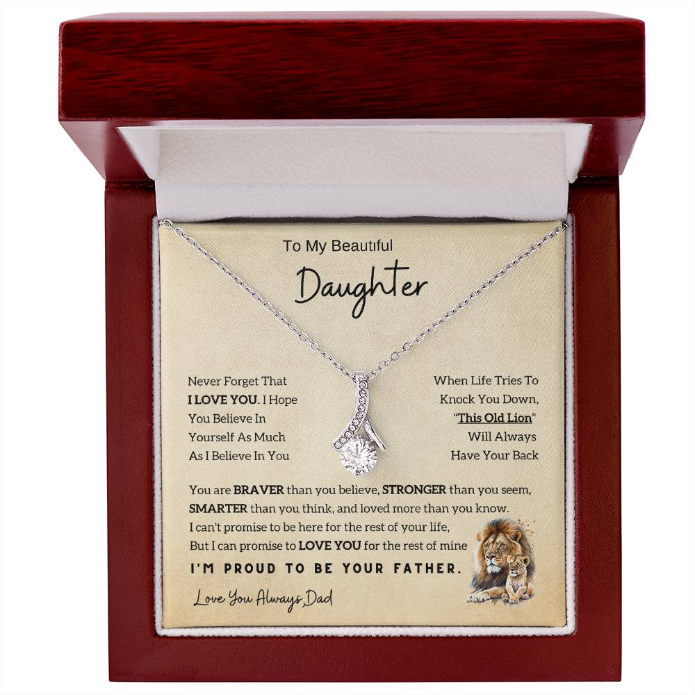 To My Daughter Alluring Beauty Necklace From Dad - Lion - Gift Idea For Daughter