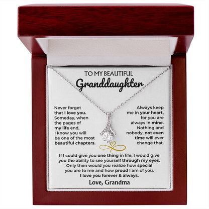 Alluring Beauty Necklace with 'To My Granddaughter' Message - Heartfelt Gift for Granddaughter