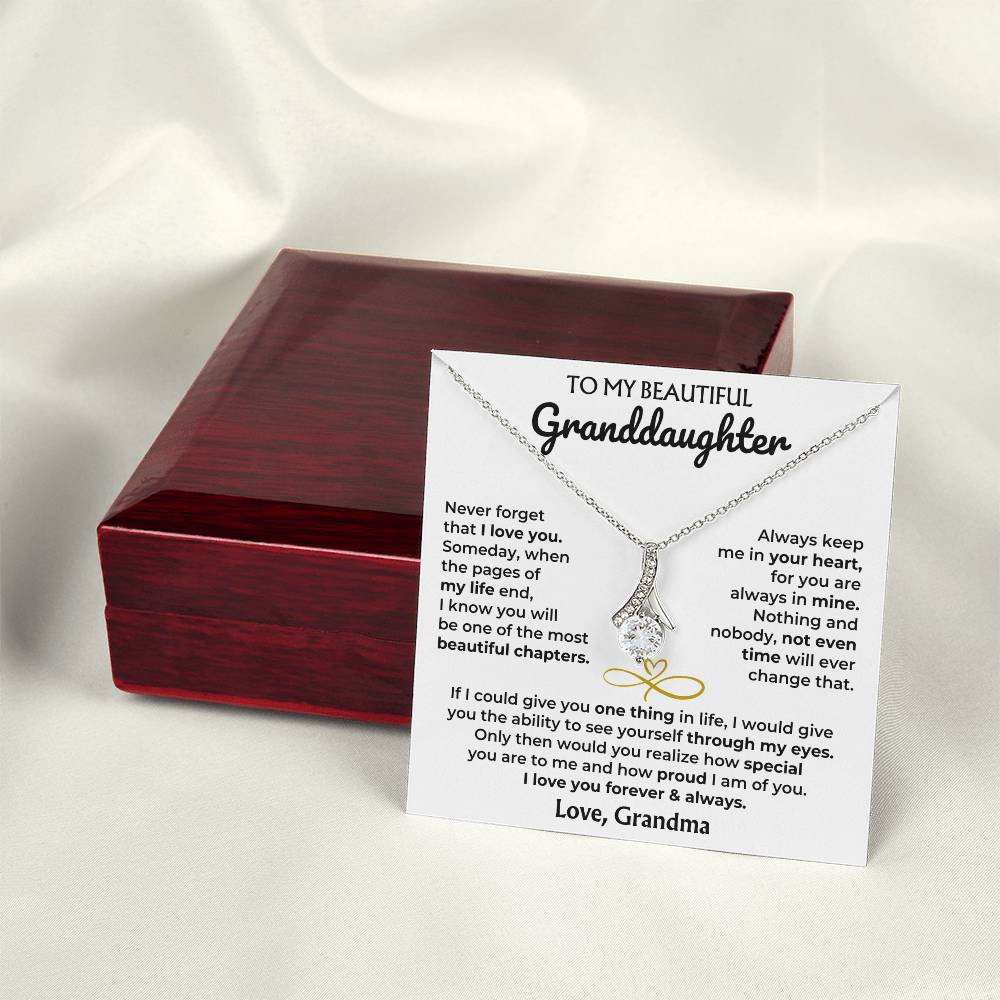 Alluring Beauty Necklace with 'To My Granddaughter' Message - Heartfelt Gift for Granddaughter