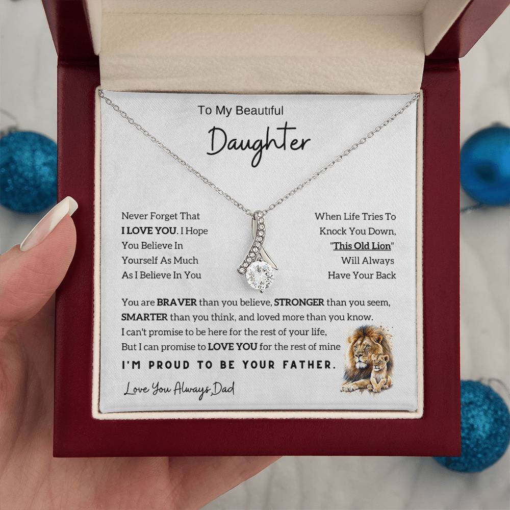 To My Daughter Alluring Beauty necklace - From Dad - Lion  Christmas Gift idea for Daughter