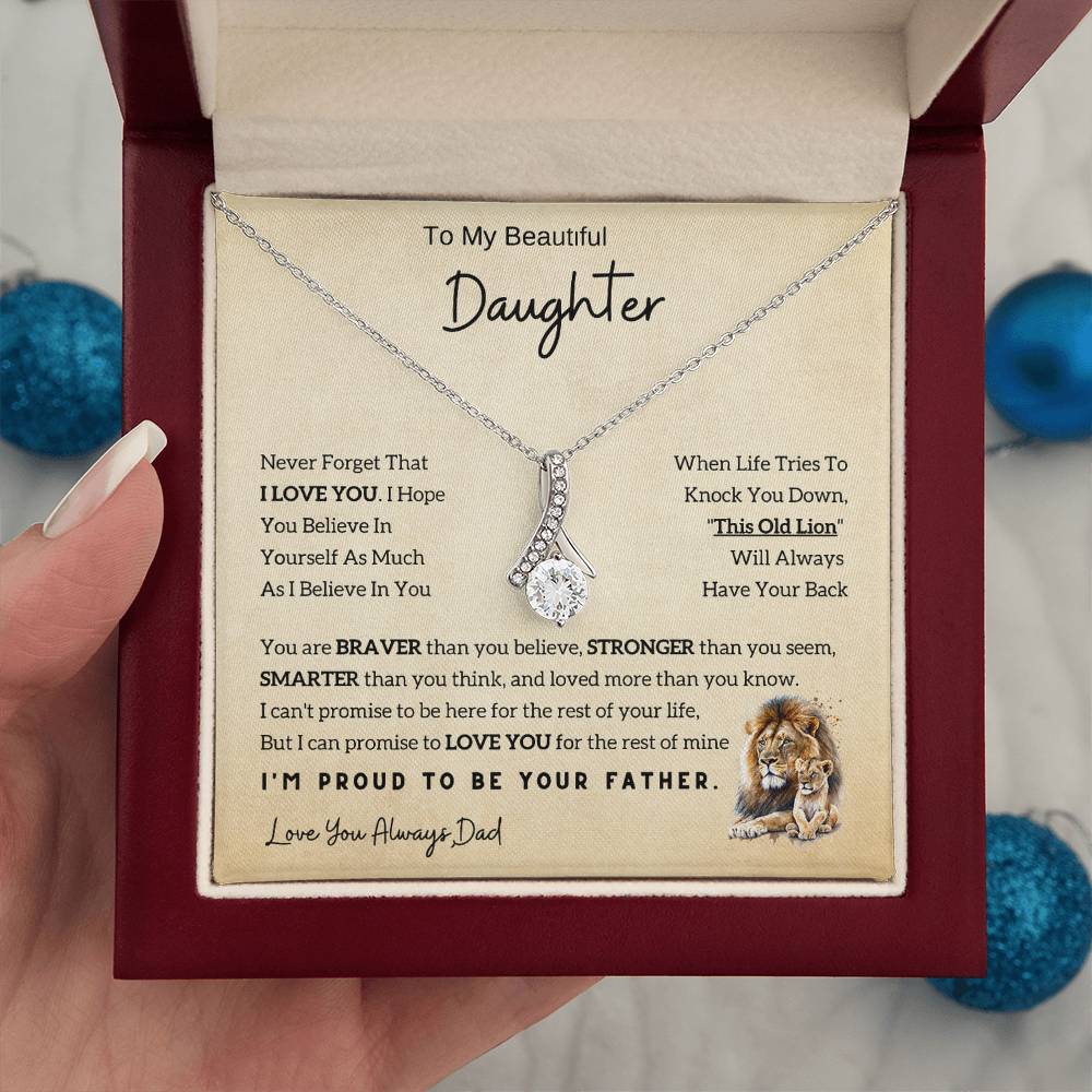 To My Daughter Alluring Beauty Necklace From Dad - Lion - Gift Idea For Daughter