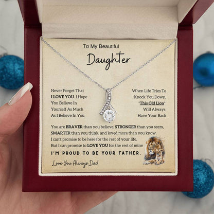 To My Daughter Alluring Beauty Necklace From Dad - Lion - Gift Idea For Daughter