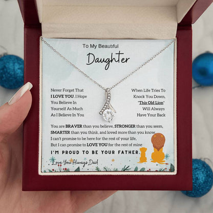 To My Daughter Alluring Beauty necklace - From Dad - Lion  Christmas Gift idea for Daughter