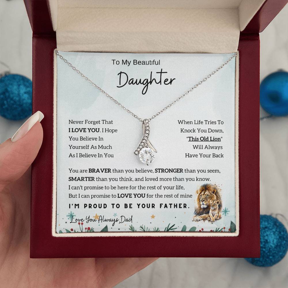 To My Daughter Alluring Beauty necklace - From Dad - Lion  Christmas Gift idea