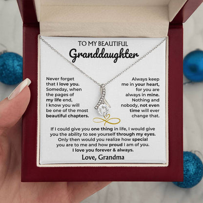 Alluring Beauty Necklace with 'To My Granddaughter' Message - Heartfelt Gift for Granddaughter