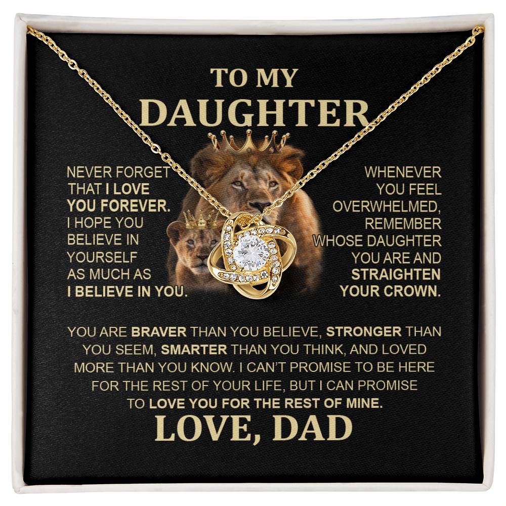 To My Daughter Lion Necklace - Special Love Knot Pendant Gift from Dad