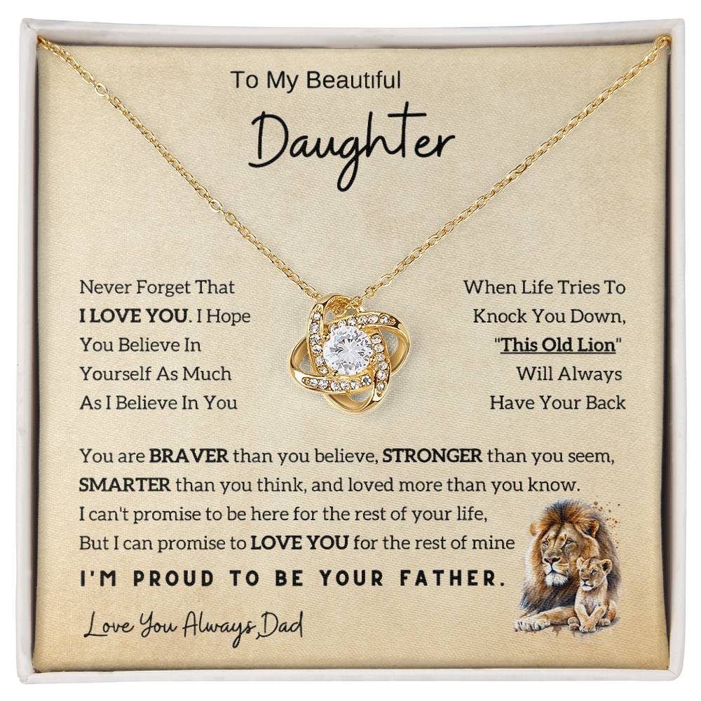 Lion Love Knot Necklace - Special Gift for Daughter From Dad