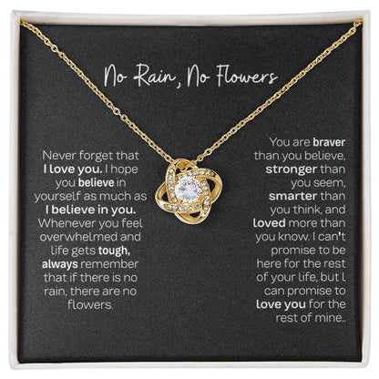 No Rain No Flowers Necklace - Perfect Love Knot Necklace Gift for Daughter from Dad & Mom