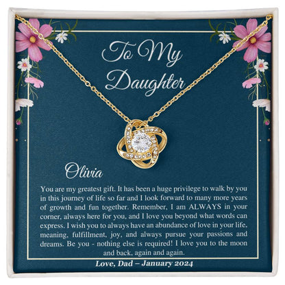 Personalized Name - To My Daughter - Love Dad - Love Knot Necklace - Gift idea For Daughter