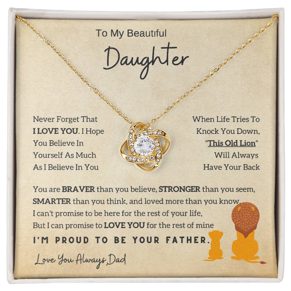 Lion Daughter Necklace - Perfect Love Knot Necklace Gift From Dad