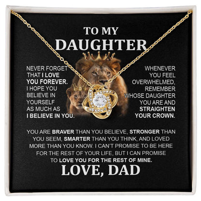 To My Daughter - Lion - Love Knot Necklace - Perfect Gift For Daughter