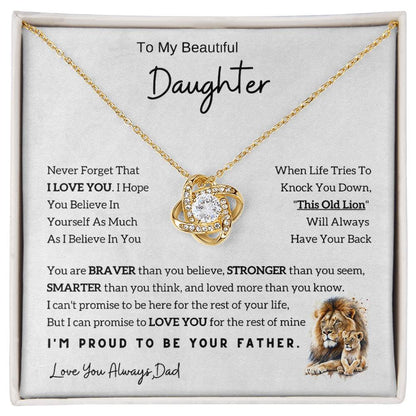 Love Knot Necklace for Daughter from Dad - Lion Theme Necklace