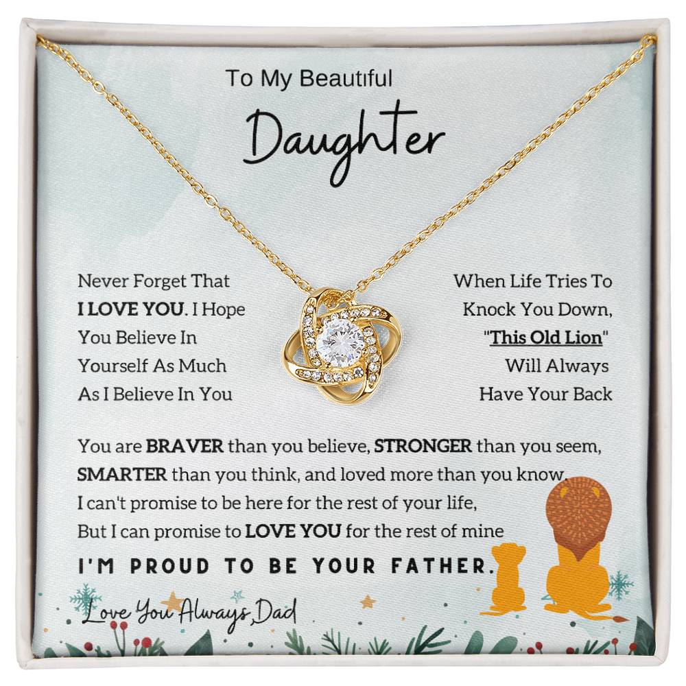 Lion Love Knot Necklace - The Perfect Daughter Necklace from Dad