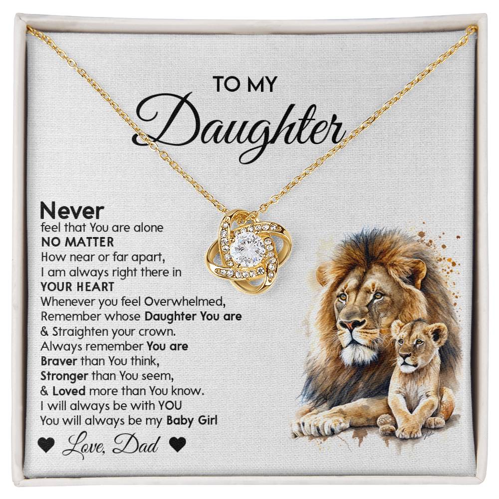 Lion Daughter Necklace - Heartfelt Love Knot Necklace Gift from Dad