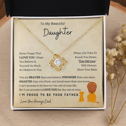 Lion Daughter Necklace - Perfect Love Knot Necklace Gift From Dad