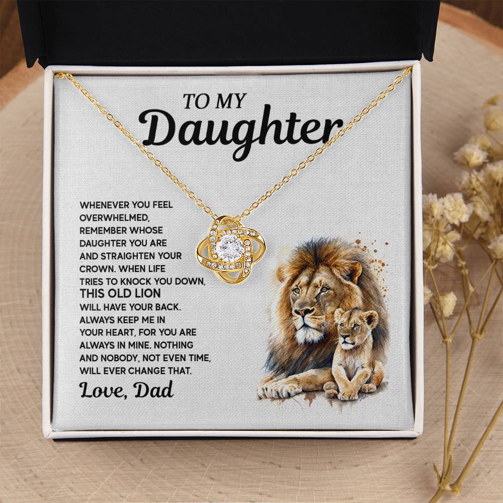 To My Daughter - Lion Love Knot Necklace, A Meaningful Gift From Dad