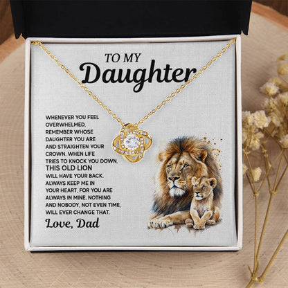 To My Daughter - Lion Love Knot Necklace, A Meaningful Gift From Dad