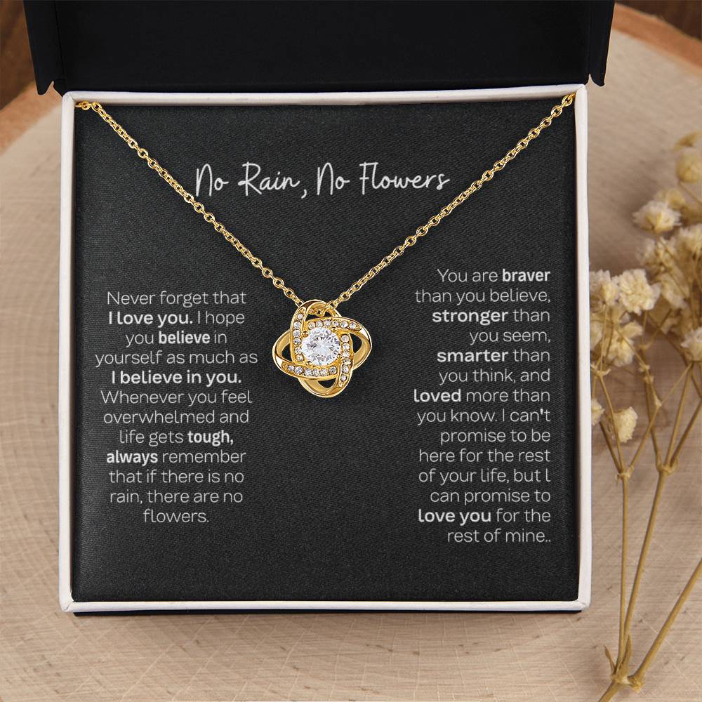 No Rain No Flowers Necklace - Perfect Love Knot Necklace Gift for Daughter from Dad & Mom