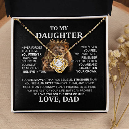 To My Daughter - Lion - Love Knot Necklace - Perfect Gift For Daughter